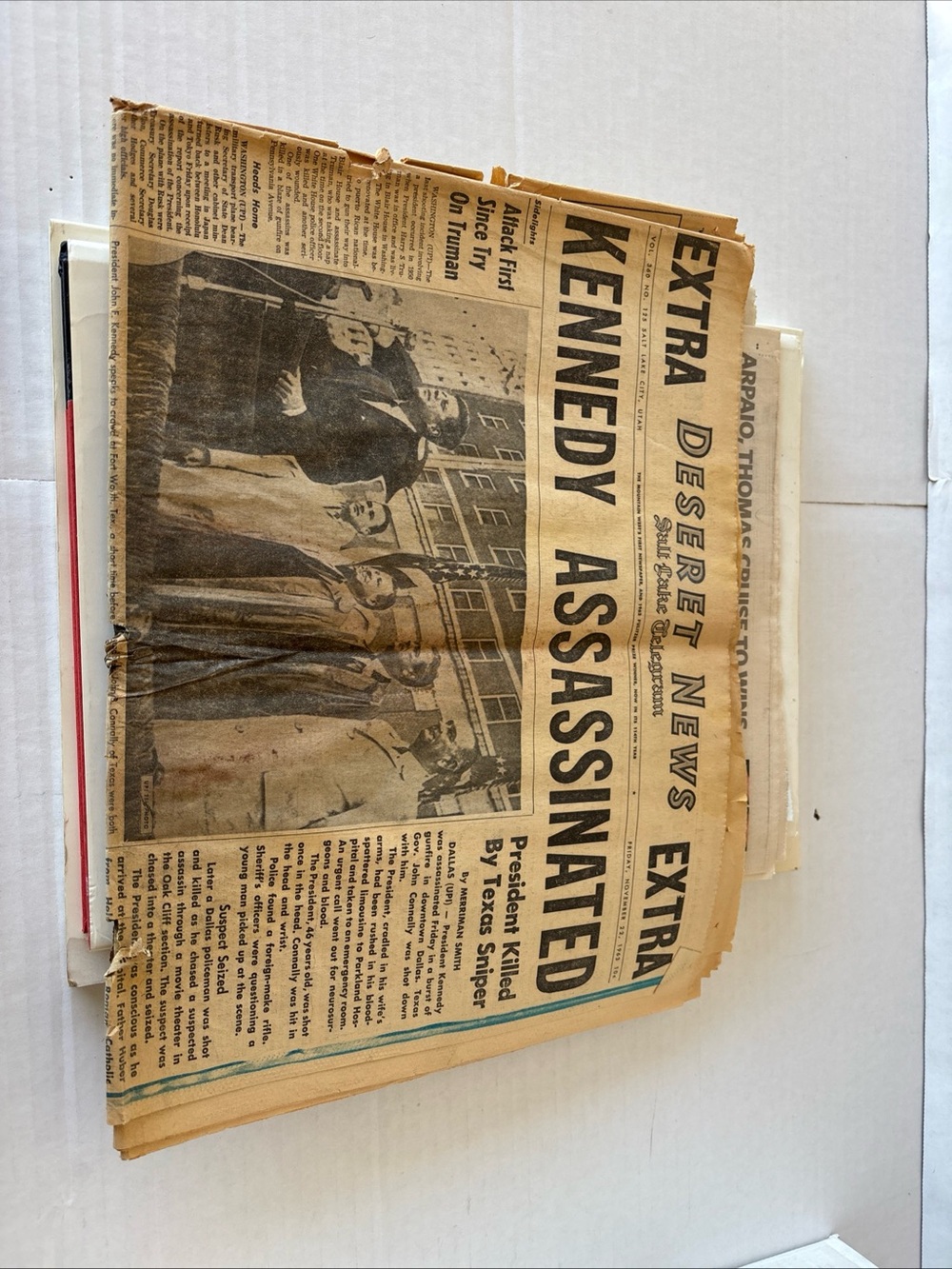 Vintage Newspaper Stack in Tan – Historical Display Accent